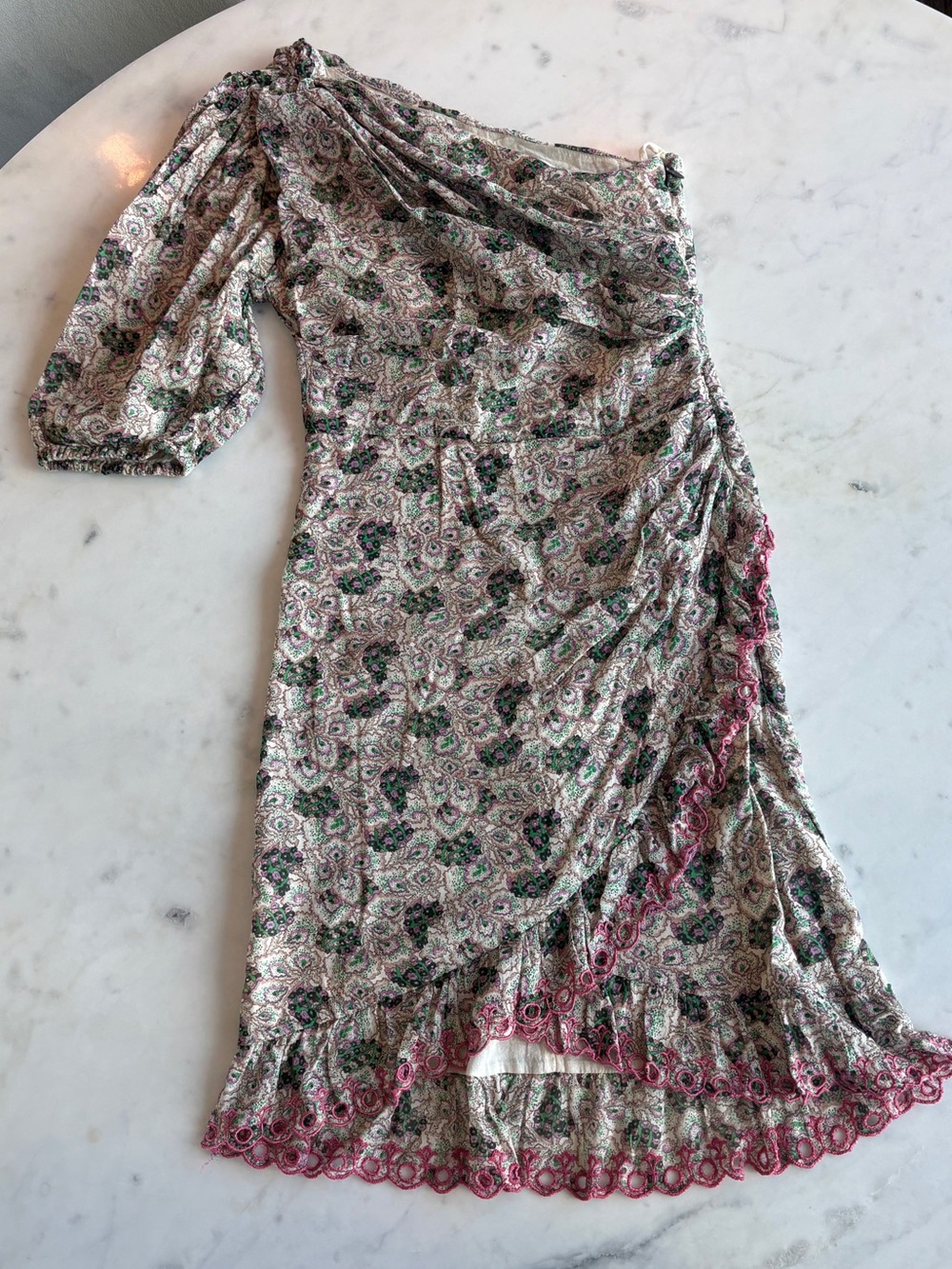 Isabel Marant Etoile Esther One Shoulder Floral Printed Ruffled Wrap Dress